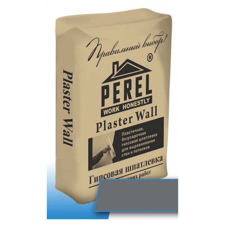 Шпаклевка гипсовая Perel Plaster Wall, серая, 25 кг