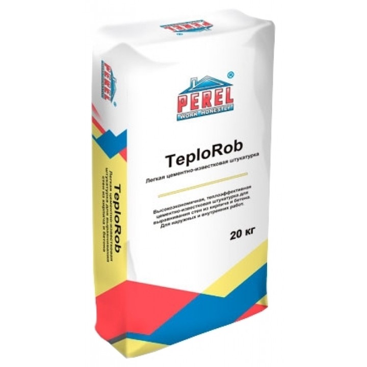 Цементно-известковая штукатурка Perel TeploRob 20 кг